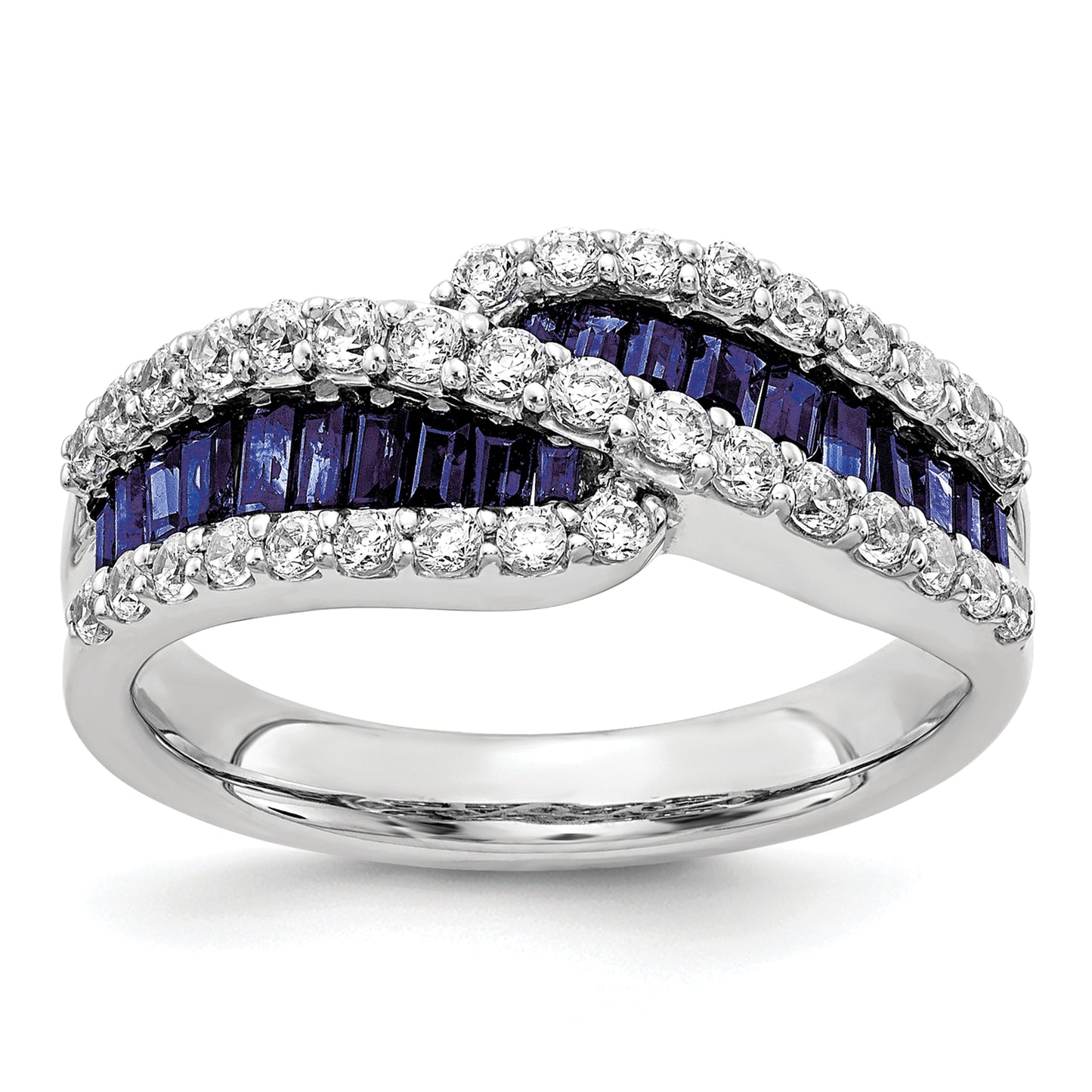 14k White Gold 5/8 Ct. Lab Grown Diamond VS/SI+ G+ and Lab Created Blue Sapphire Ring