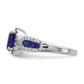 10k White Gold 1/3 Ct. Lab Grown Diamond VS/SI+ G+ and Oval Lab Created Blue Sapphire Ring