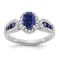 10k White Gold 1/3 Ct. Lab Grown Diamond VS/SI+ G+ and Oval Lab Created Blue Sapphire Ring