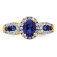 14k Yellow Gold 1/3 Ct. Lab Grown Diamond VS/SI+ G+ and Oval Lab Created Blue Sapphire Ring