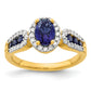 14k Yellow Gold 1/3 Ct. Lab Grown Diamond VS/SI+ G+ and Oval Lab Created Blue Sapphire Ring