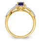 14k Yellow Gold 1/5 Ct. Lab Grown Diamond VS/SI+ G+ and Lab Created Blue Sapphire Oval Halo Ring