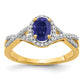 14k Yellow Gold 1/5 Ct. Lab Grown Diamond VS/SI+ G+ and Lab Created Blue Sapphire Oval Halo Ring