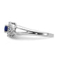 14k White Gold 1/10 Ct. Lab Grown Diamond VS/SI+ G+ and Lab Created Blue Sapphire Ring