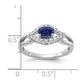 14k White Gold 1/10 Ct. Lab Grown Diamond VS/SI+ G+ and Lab Created Blue Sapphire Ring