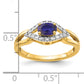 14k Yellow Gold 1/10 Ct. Lab Grown Diamond VS/SI+ G+ and Lab Created Blue Sapphire Ring