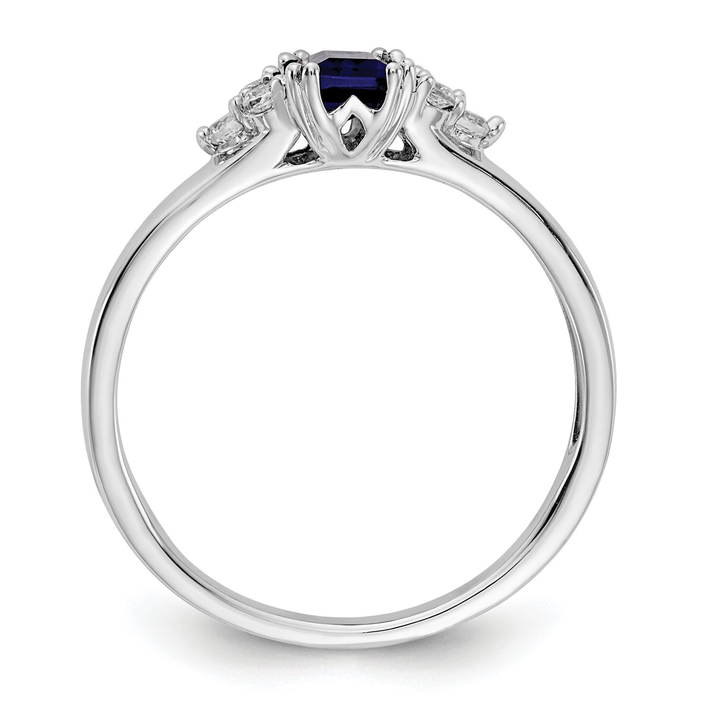 14k White Gold 1/6 Ct. Lab Grown Diamond VS/SI+ G+ and Lab Created Blue Sapphire Ring