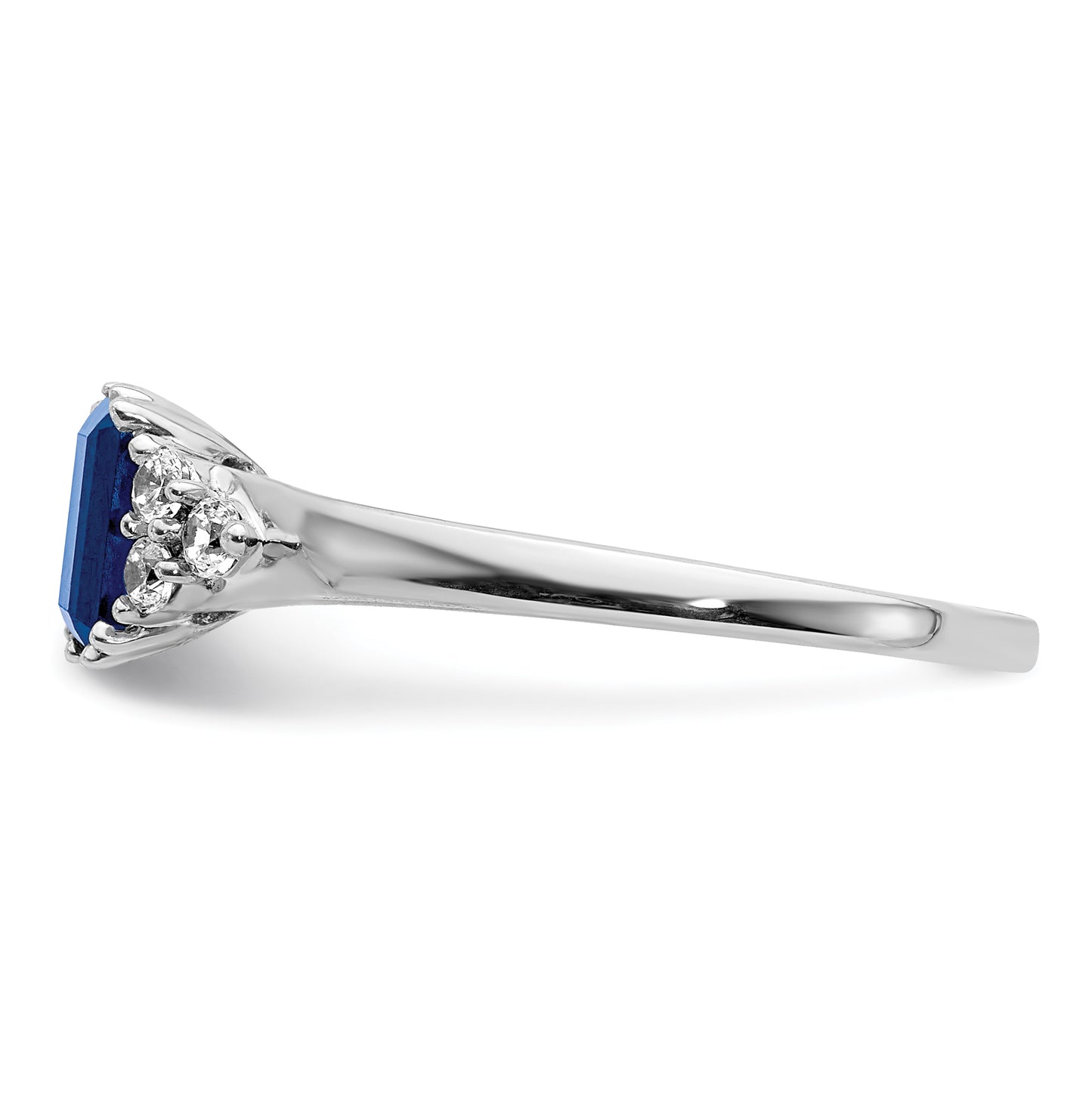 14k White Gold 1/6 Ct. Lab Grown Diamond VS/SI+ G+ and Lab Created Blue Sapphire Ring