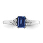 14k White Gold 1/6 Ct. Lab Grown Diamond VS/SI+ G+ and Lab Created Blue Sapphire Ring