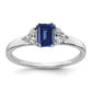 14k White Gold 1/6 Ct. Lab Grown Diamond VS/SI+ G+ and Lab Created Blue Sapphire Ring