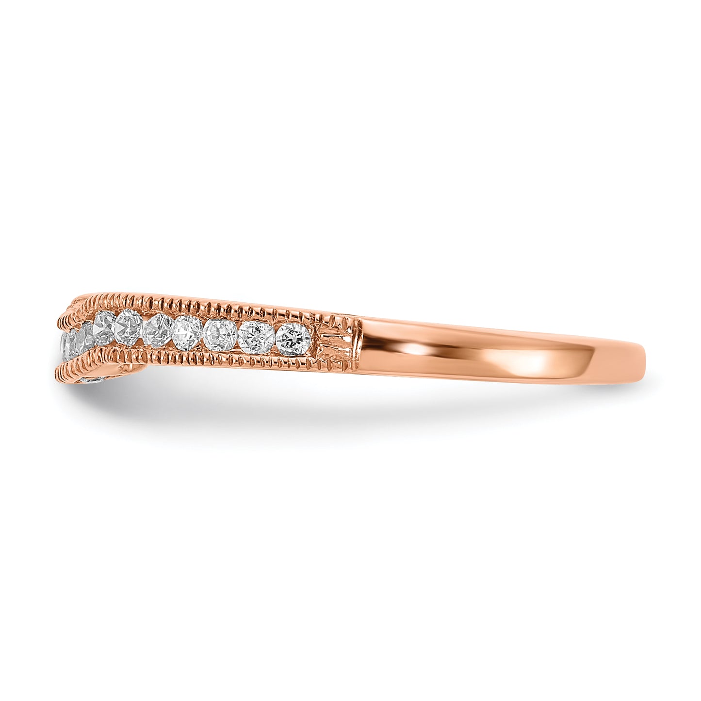 14k Rose Gold 1/4 Ct. Lab Grown Diamond VS/SI+ G+ Contoured Wedding Band Ring