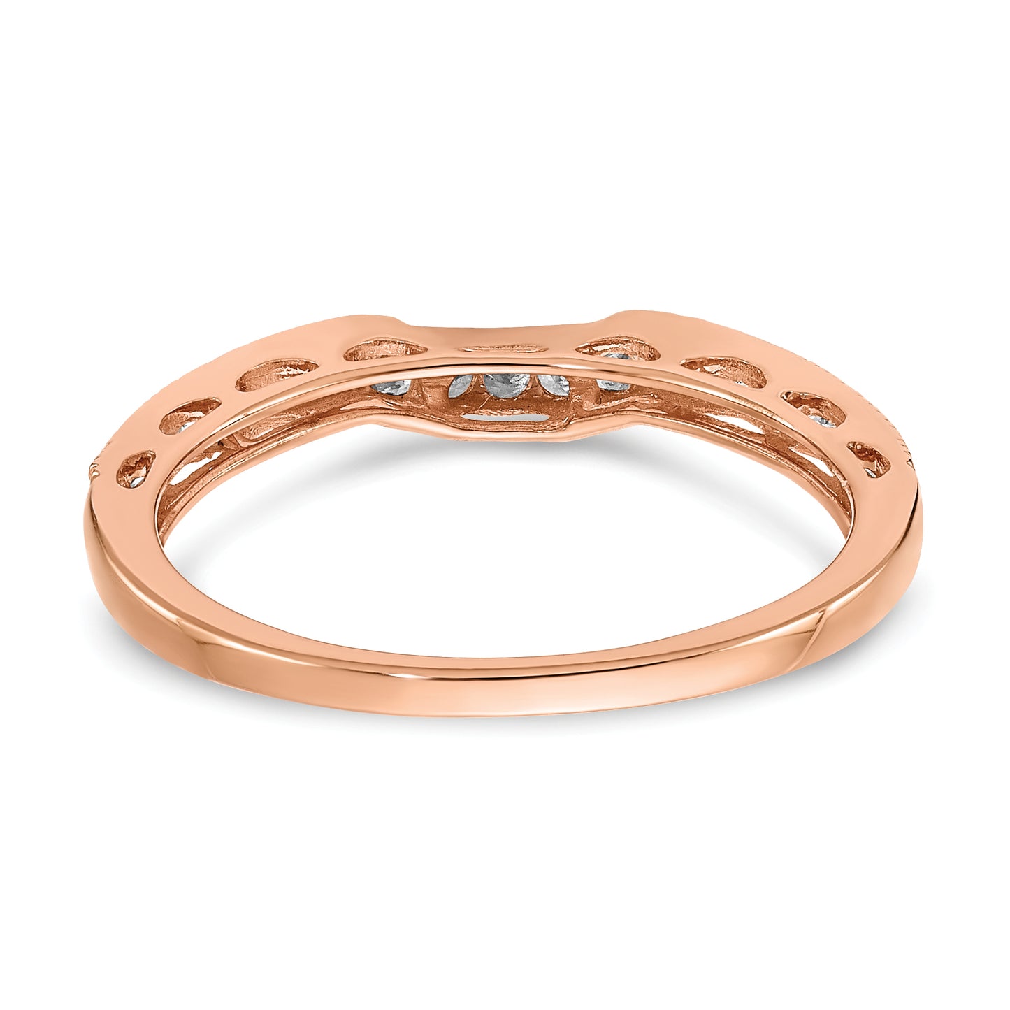 14k Rose Gold 1/4 Ct. Lab Grown Diamond VS/SI+ G+ Contoured Wedding Band Ring