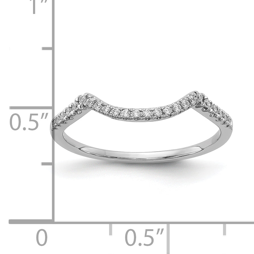 14k White Gold 1/8 Ct. Lab Grown Diamond VS/SI+ G+ Round Contoured Wedding Band Ring