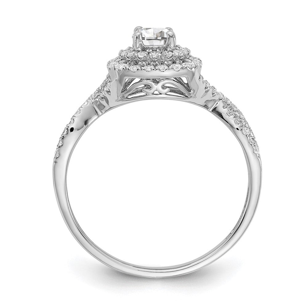 14k White Gold 3/4 Ct. Lab Grown Diamond VS/SI+ G+ Complete Round Double Halo Engagement Ring