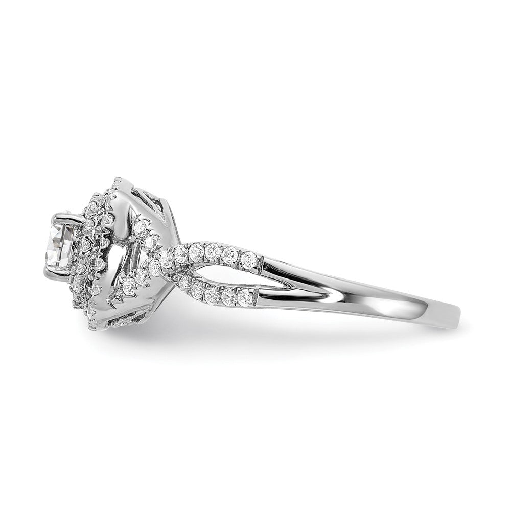 14k White Gold 3/4 Ct. Lab Grown Diamond VS/SI+ G+ Complete Round Double Halo Engagement Ring