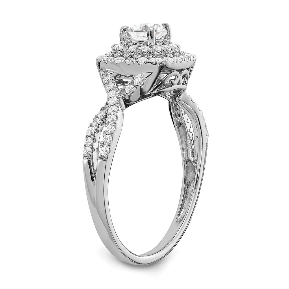 14k White Gold 3/4 Ct. Lab Grown Diamond VS/SI+ G+ Complete Round Double Halo Engagement Ring