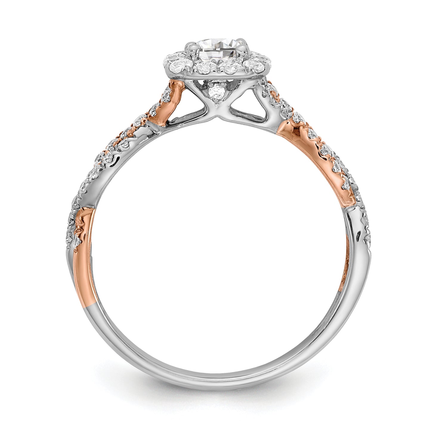 14K Two-Tone Lab Grown VS/SI+ G+ Diamond Square Halo Engagement Ring