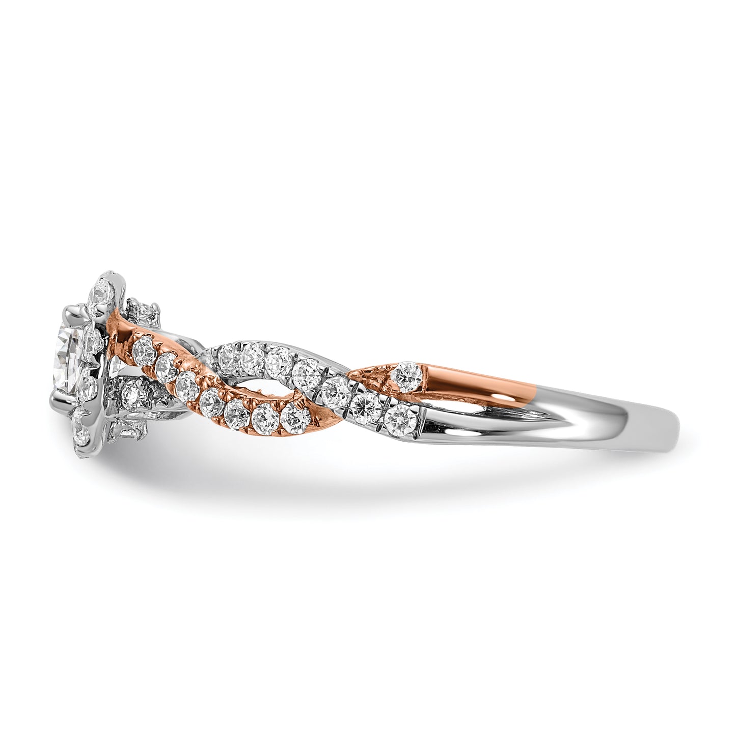 14K Two-Tone Lab Grown VS/SI+ G+ Diamond Square Halo Engagement Ring