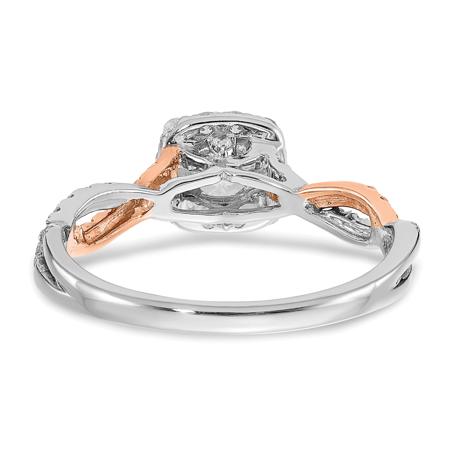 14K Two-Tone Lab Grown VS/SI+ G+ Diamond Square Halo Engagement Ring