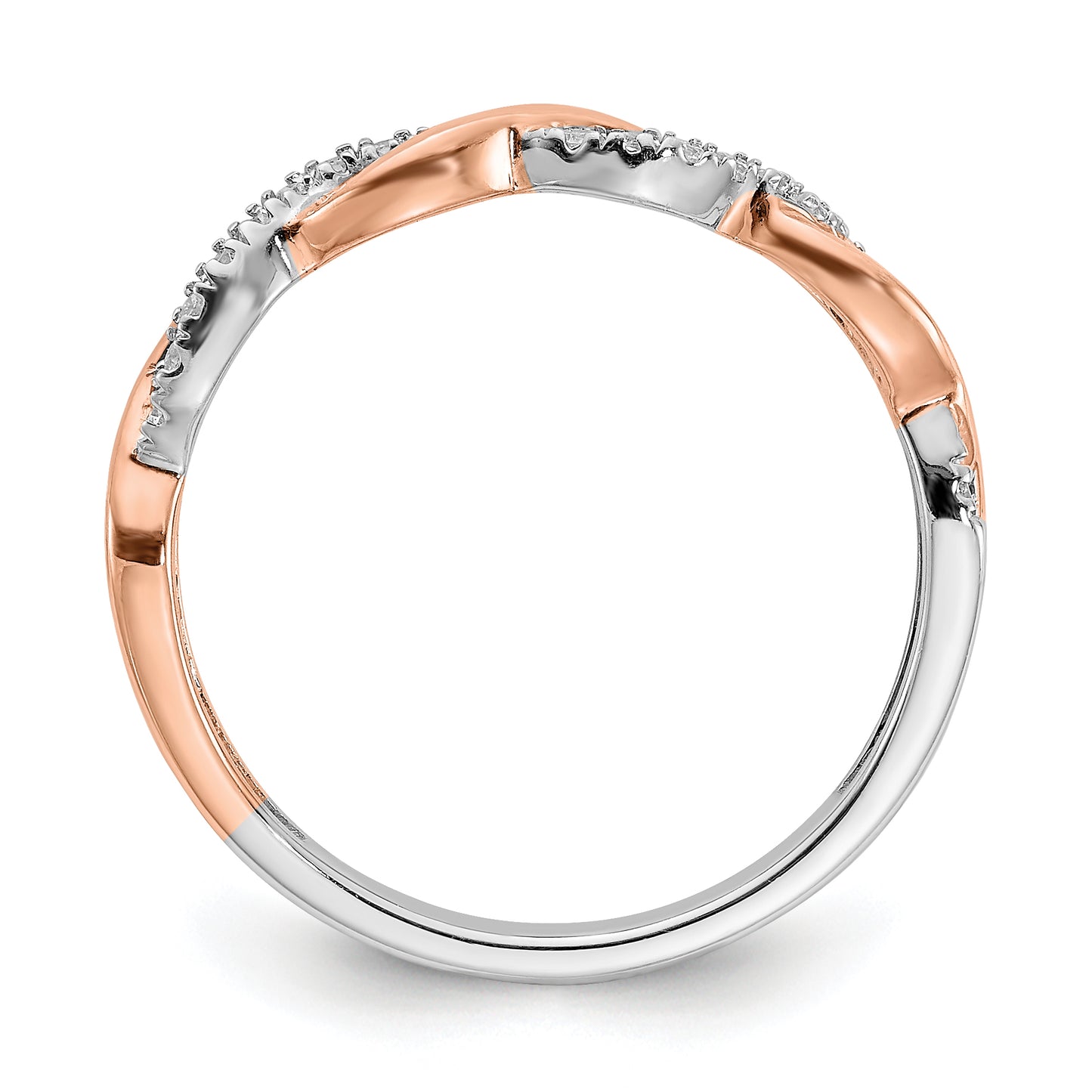 14k Two-tone Two Tone Rose and White Gold 1/8 Ct. Lab Grown Diamond VS/SI+ G+ Wedding Band Ring