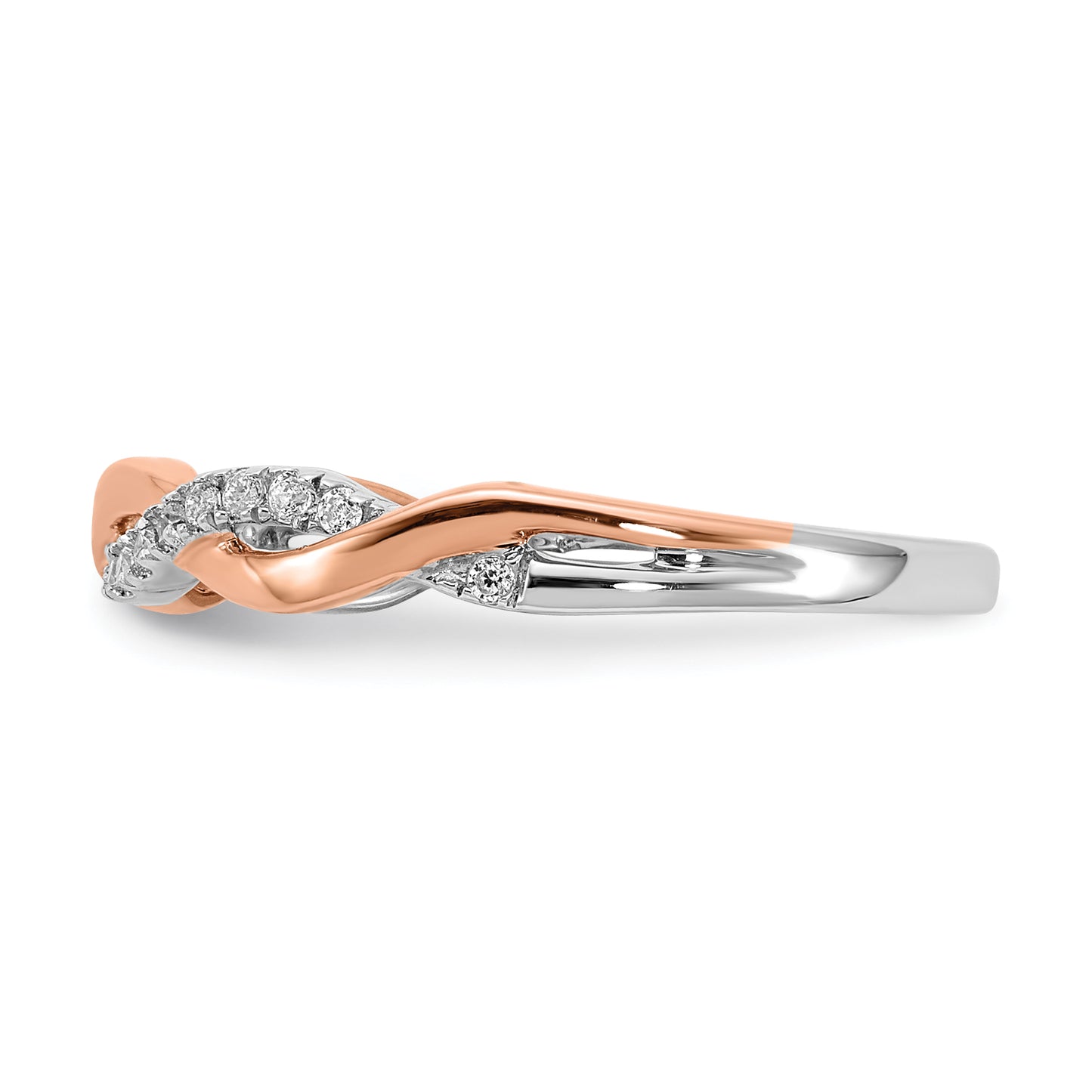 14k Two-tone Two Tone Rose and White Gold 1/8 Ct. Lab Grown Diamond VS/SI+ G+ Wedding Band Ring