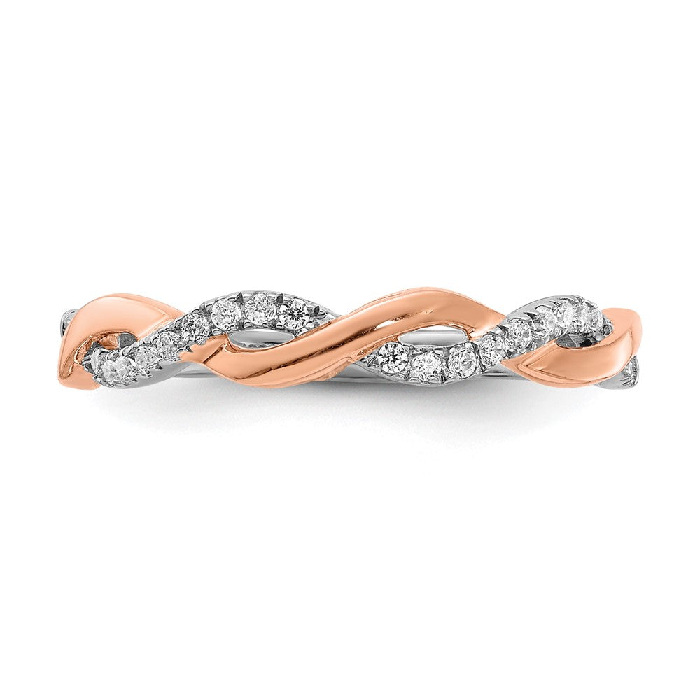 14k Two-tone Two Tone Rose and White Gold 1/8 Ct. Lab Grown Diamond VS/SI+ G+ Complete Wedding Band