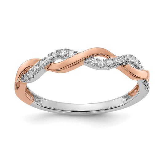 14k Two-tone Two Tone Rose and White Gold 1/8 Ct. Lab Grown Diamond VS/SI+ G+ Complete Wedding Band