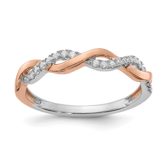 14k Two-tone Two Tone Rose and White Gold 1/8 Ct. Lab Grown Diamond VS/SI+ G+ Wedding Band Ring