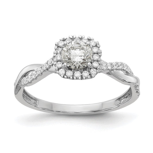 10k White Gold 5/8 Ct. Lab Grown Diamond VS/SI+ G+ Complete Round Halo Engagement Ring