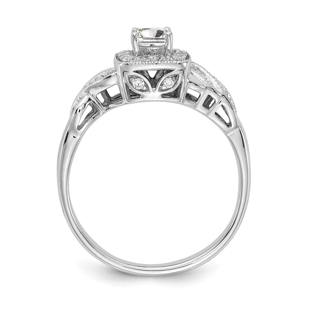 14k White Gold 1/2 Ct. Lab Grown Diamond VS/SI+ G+ Round Complete Halo Engagement Ring