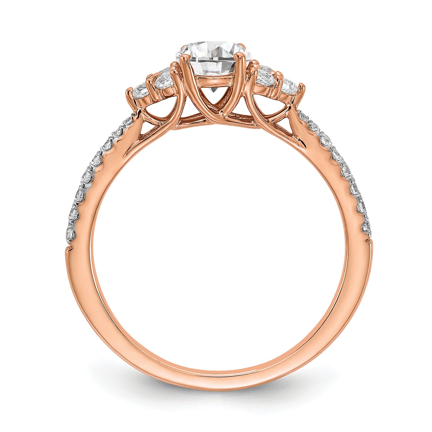 14k Rose Gold 3/4 Ct. Lab Grown Diamond VS/SI+ G+ Round Shared Prong Engagement Ring