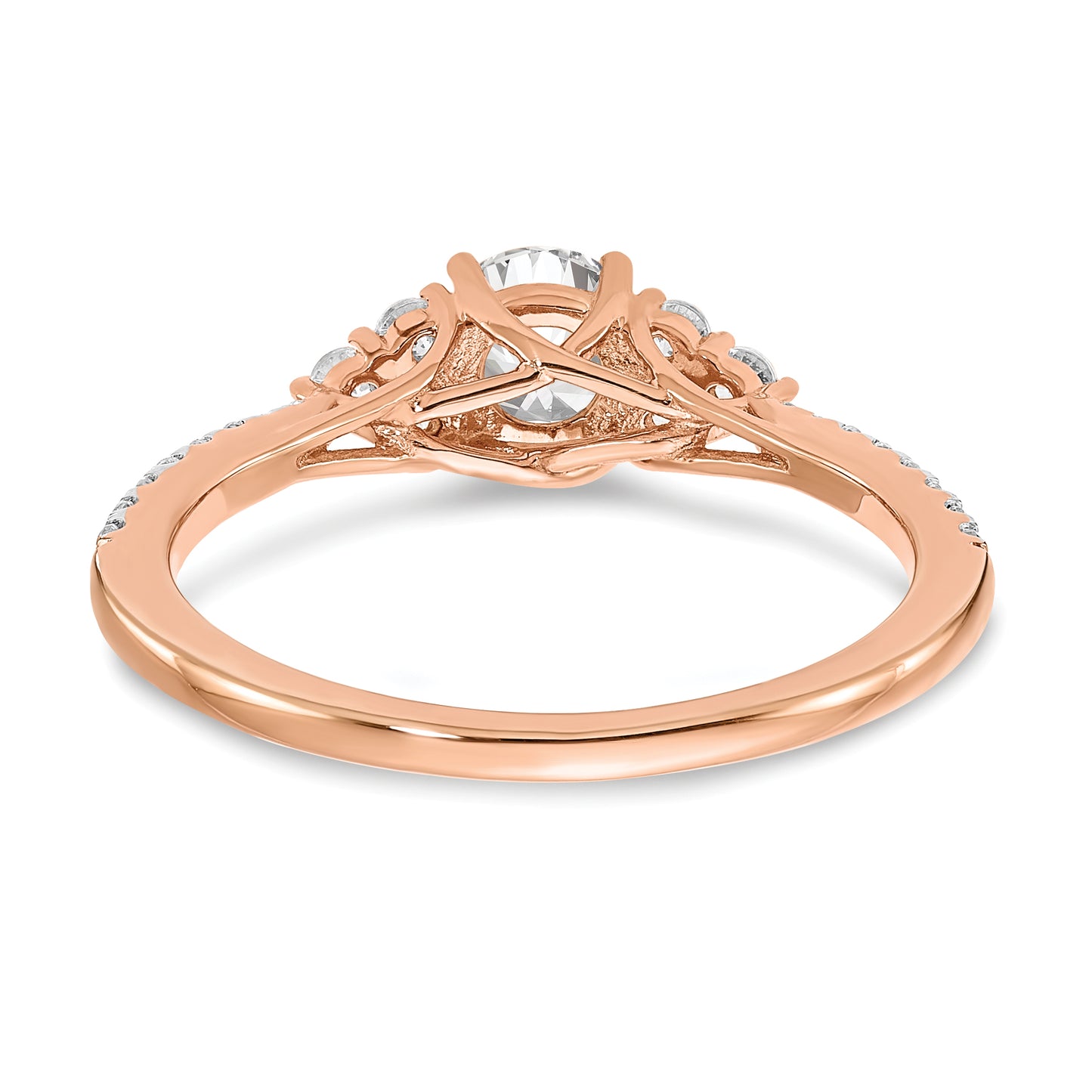 14k Rose Gold 3/4 Ct. Lab Grown Diamond VS/SI+ G+ Round Shared Prong Engagement Ring