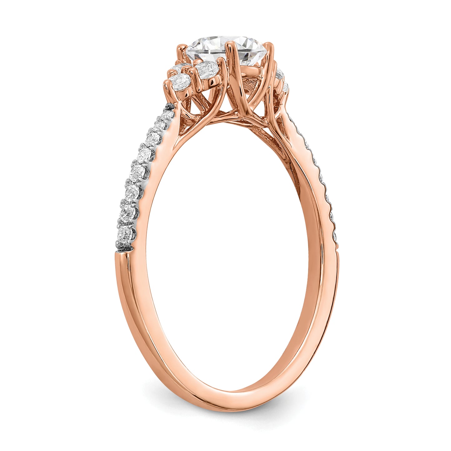 14k Rose Gold 3/4 Ct. Lab Grown Diamond VS/SI+ G+ Round Shared Prong Engagement Ring