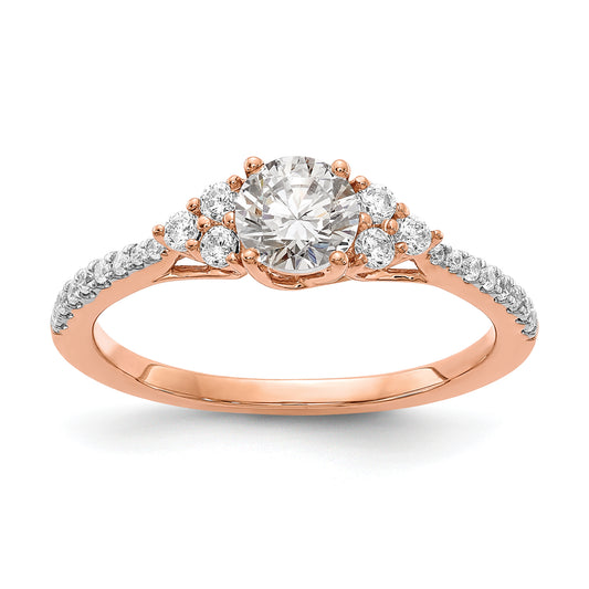 14k Rose Gold 3/4 Ct. Lab Grown Diamond VS/SI+ G+ Round Shared Prong Engagement Ring