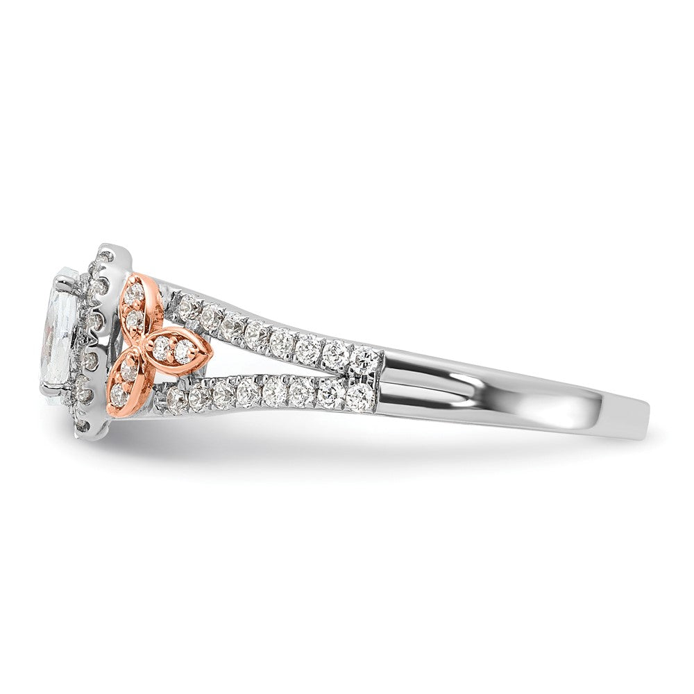 14k Two-tone Two Tone Rose and White Gold 3/4 Ct. Lab Grown Diamond VS/SI+ G+ Oval Complete Halo Engagement Ring