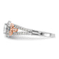 14k Two-tone Two Tone Rose and White Gold 3/4 Ct. Lab Grown Diamond VS/SI+ G+ Oval Halo Engagement Ring