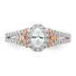 14k Two-tone Two Tone Rose and White Gold 3/4 Ct. Lab Grown Diamond VS/SI+ G+ Oval Complete Halo Engagement Ring