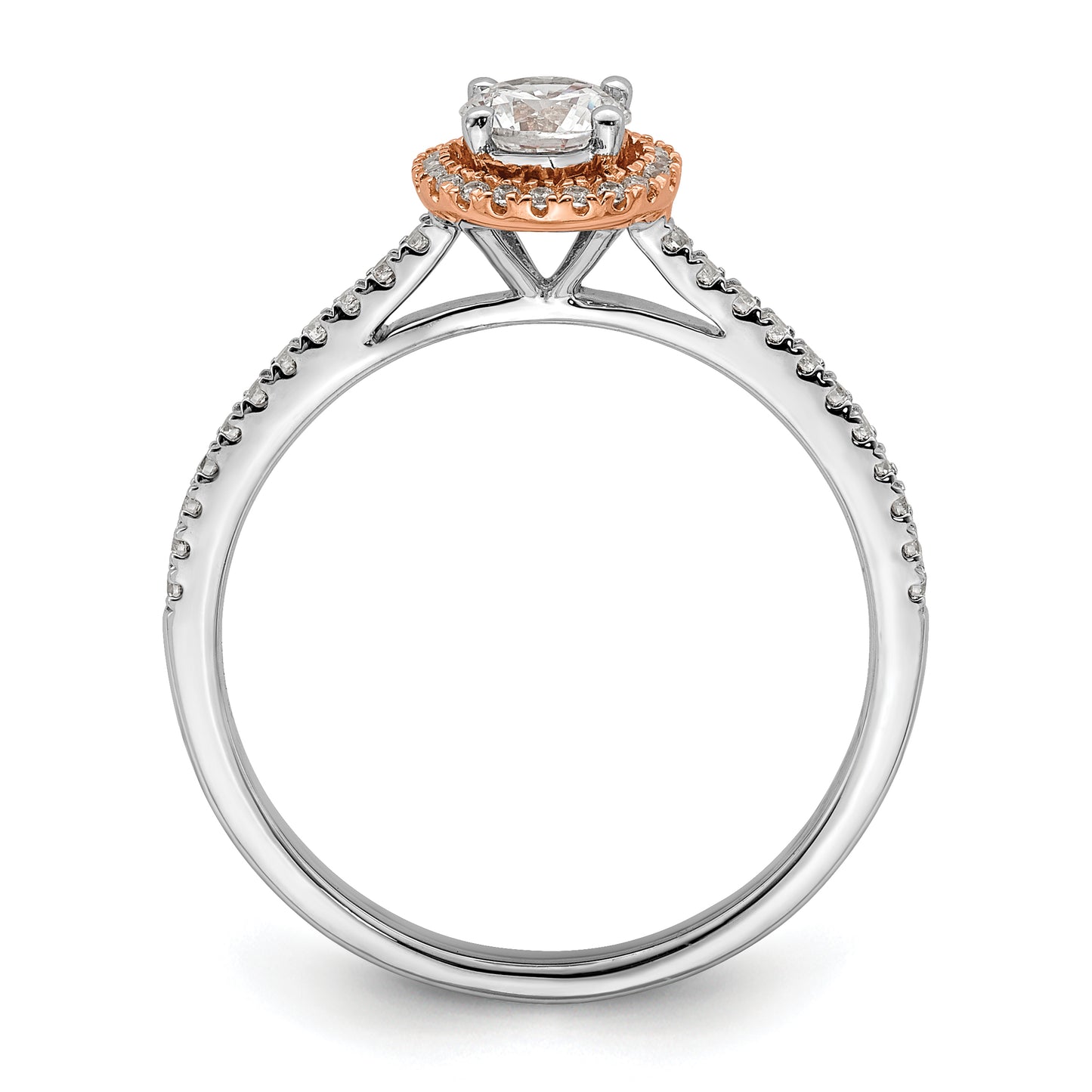 14k Two-Tone Rose and White Gold 1/2 Ct. Lab Grown Diamond VS/SI+ G+ Round Halo Engagement Ring