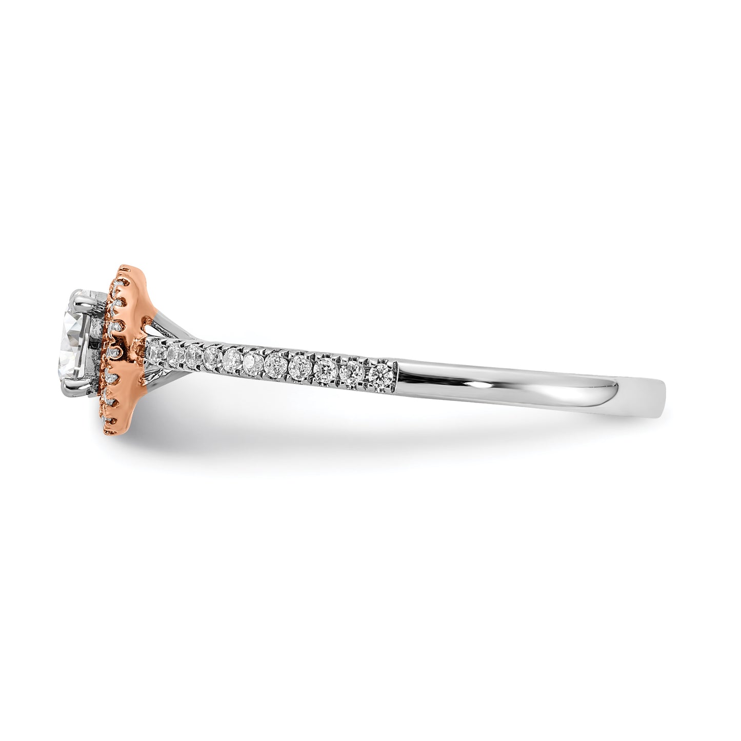 14k Two-Tone Rose and White Gold 1/2 Ct. Lab Grown Diamond VS/SI+ G+ Round Halo Engagement Ring