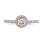 14k Two-Tone Rose and White Gold 1/2 Ct. Lab Grown Diamond VS/SI+ G+ Round Halo Engagement Ring