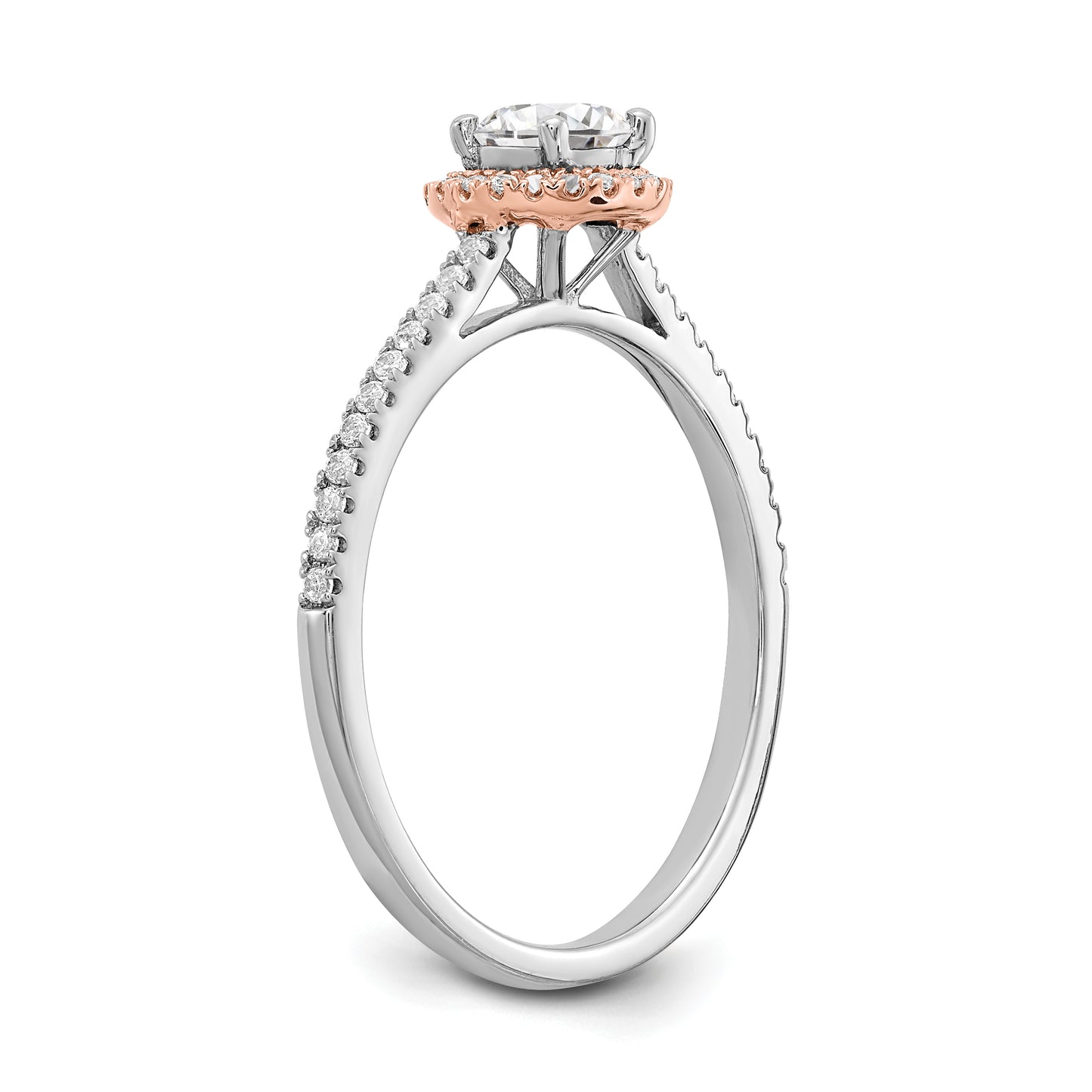 14k Two-Tone Rose and White Gold 1/2 Ct. Lab Grown Diamond VS/SI+ G+ Round Halo Engagement Ring