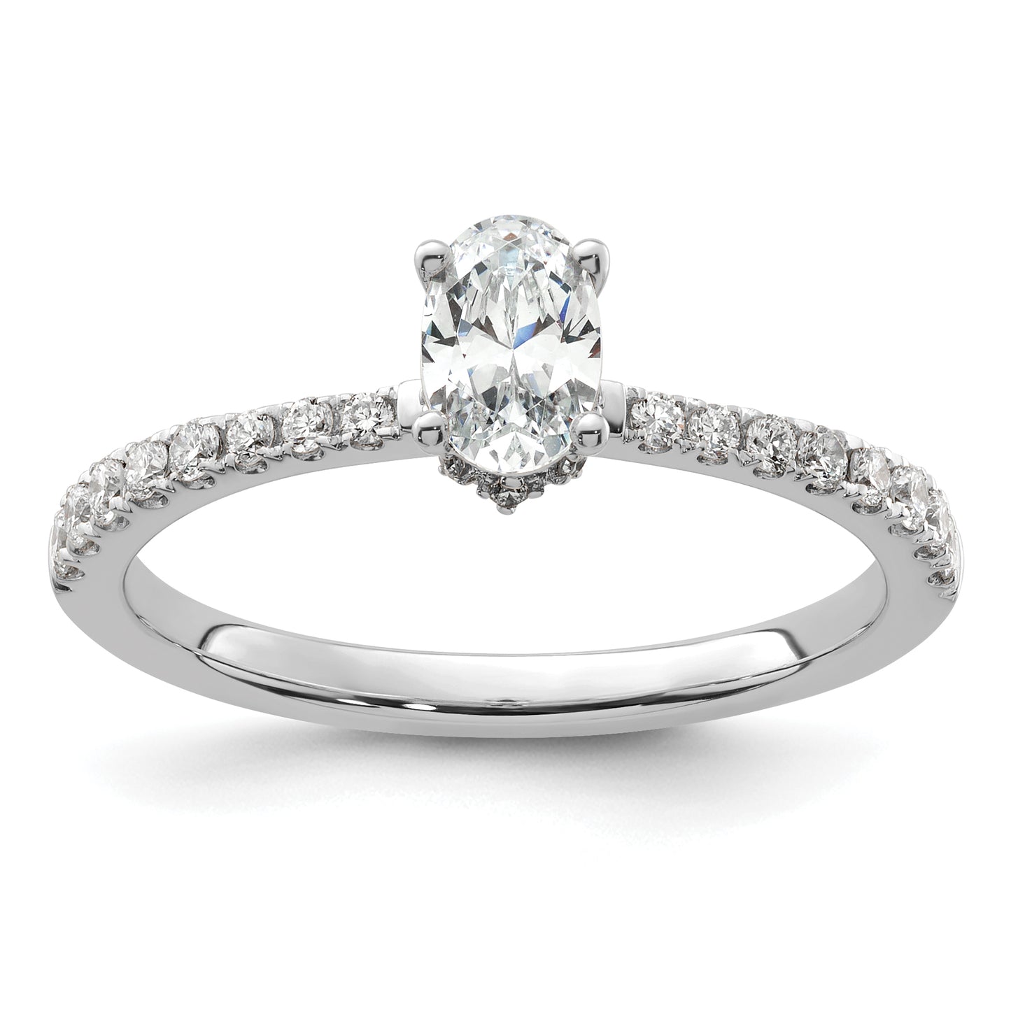 14k White Gold 3/4 Ct. Lab Grown Diamond VS/SI+ G+ Oval Solitaire Engagement Ring