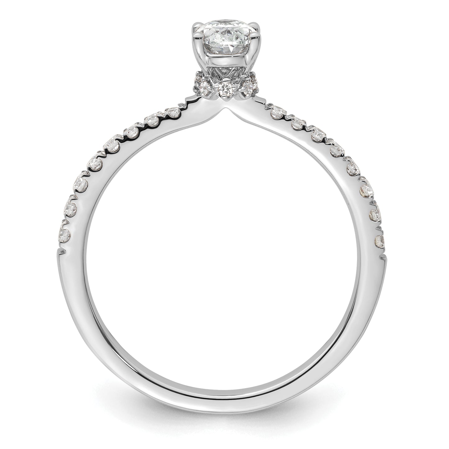 14k White Gold 1/4 Ct. Lab Grown Diamond VS/SI+ G+ 1/2 Ct. center Oval Engagement Ring