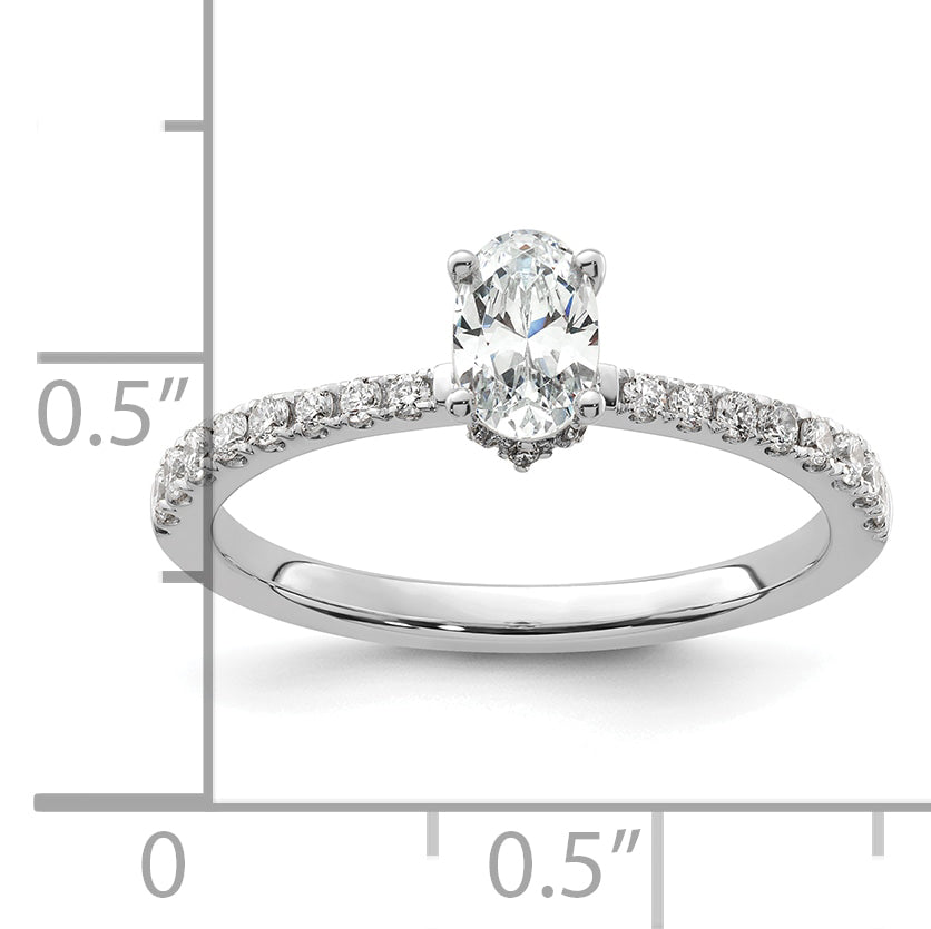 14k White Gold 1/4 Ct. Lab Grown Diamond VS/SI+ G+ 1/2 Ct. center Oval Engagement Ring