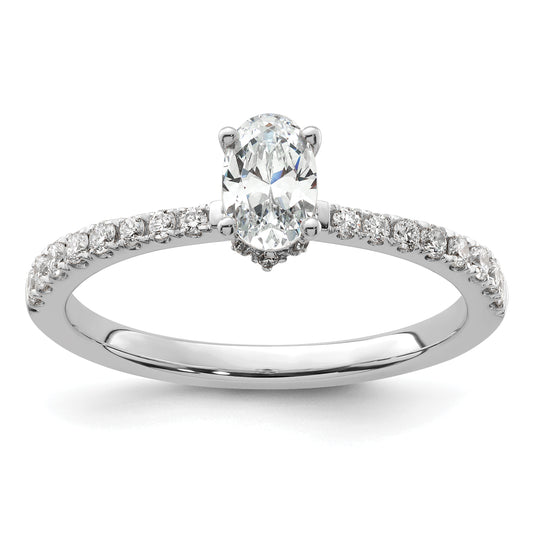 14k White Gold 1/4 Ct. Lab Grown Diamond VS/SI+ G+ 1/2 Ct. center Oval Engagement Ring