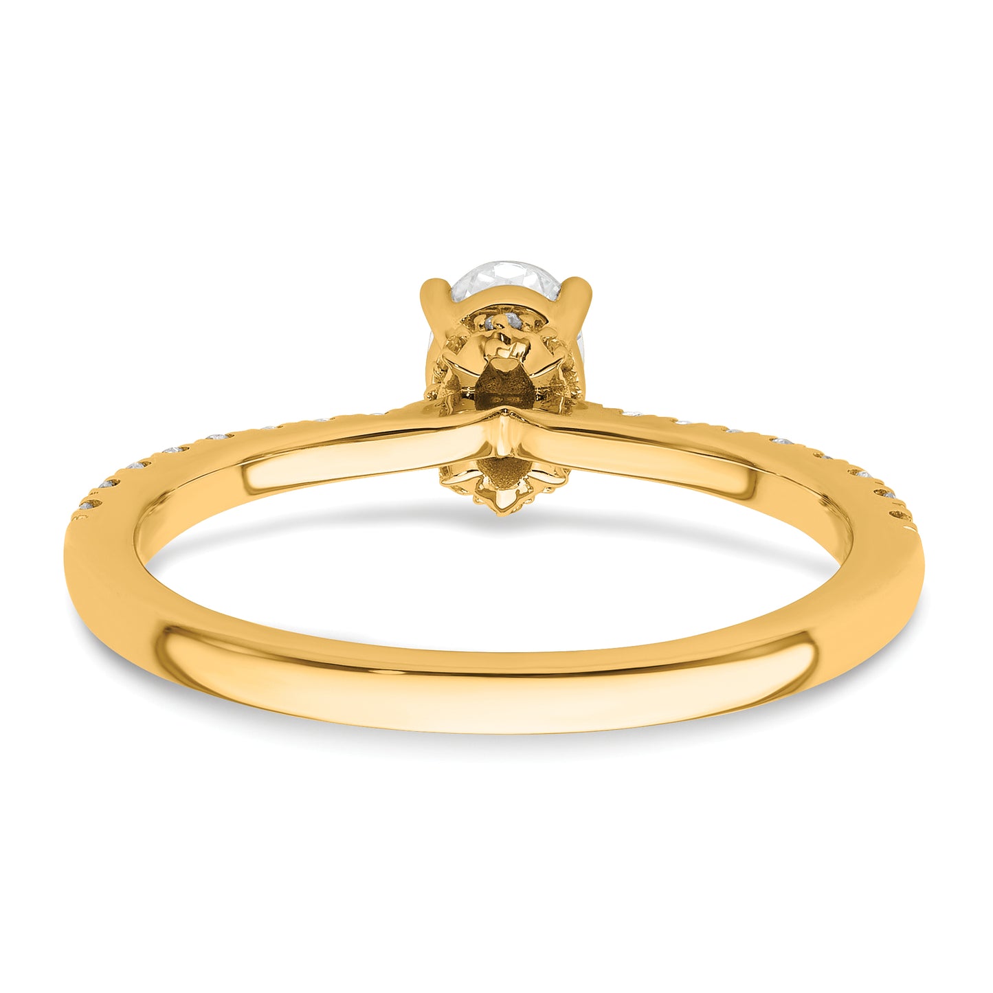 14k Yellow Gold 1/4 Ct. Lab Grown Diamond VS/SI+ G+ 1/2 Ct. center Oval Engagement Ring