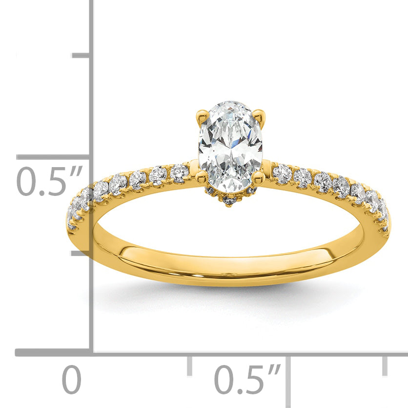 14k Yellow Gold 1/4 Ct. Lab Grown Diamond VS/SI+ G+ 1/2 Ct. center Oval Engagement Ring