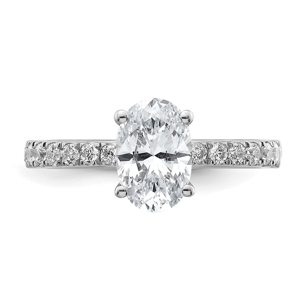 14k White Gold 1 3/8 Ct. Lab Grown Diamond VS/SI+ G+ Oval Complete Solitaire Engagement Ring