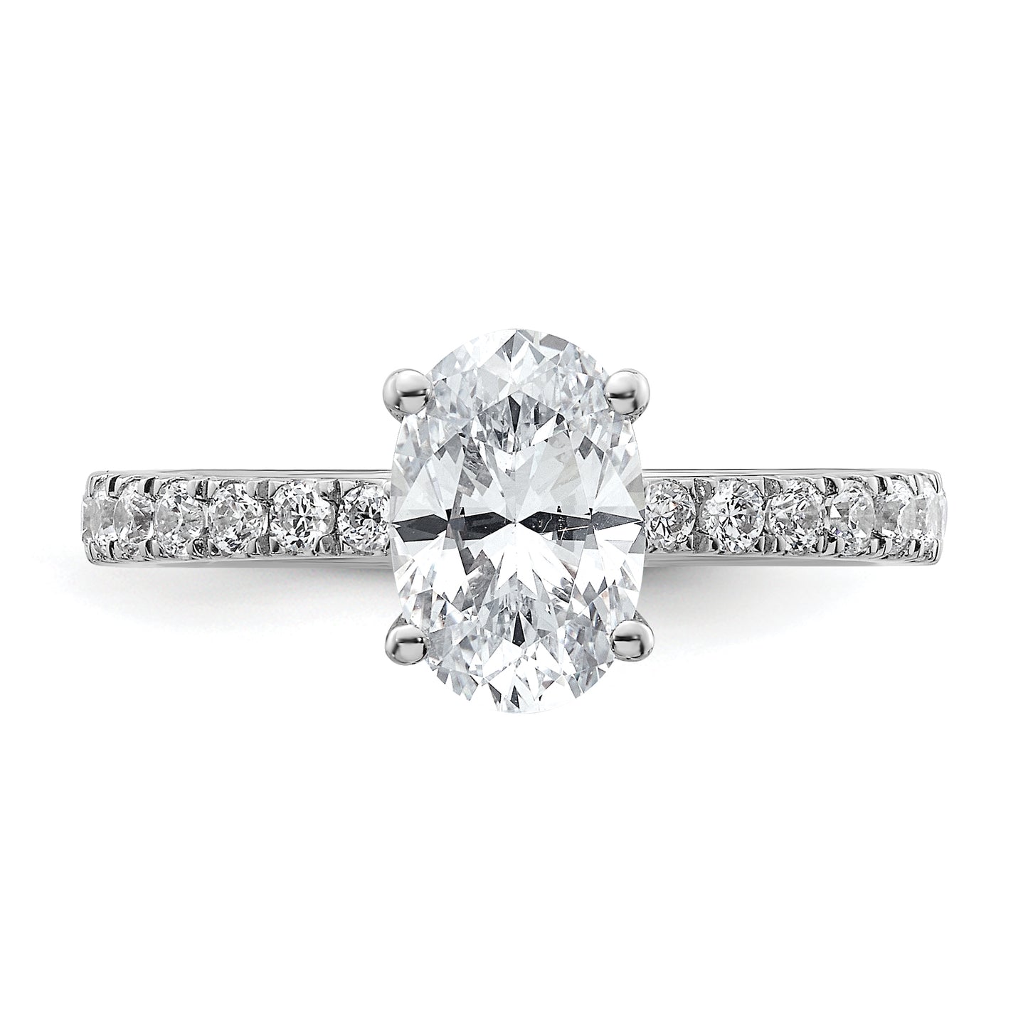 14k White Gold 1/4 Ct. Lab Grown Diamond VS/SI+ G+ 1 1/2 Ct. center Oval Engagement Ring