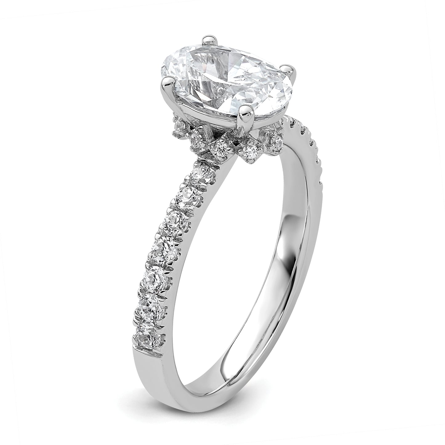 14k White Gold 1/4 Ct. Lab Grown Diamond VS/SI+ G+ 1 1/2 Ct. center Oval Engagement Ring